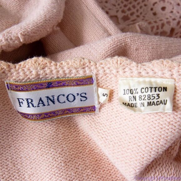 Vintage Franco's 100% cotton dusty pink sweater, women's size S - Picture 10 of 16